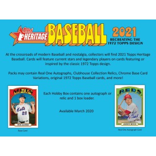Baseball: 2021 Topps Heritage Baseball Hobby Box (Presell) March 17